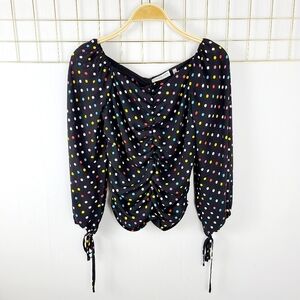 Patrizia Luca Polka Dot Print Colorful Off The Shoulder Blouse Top